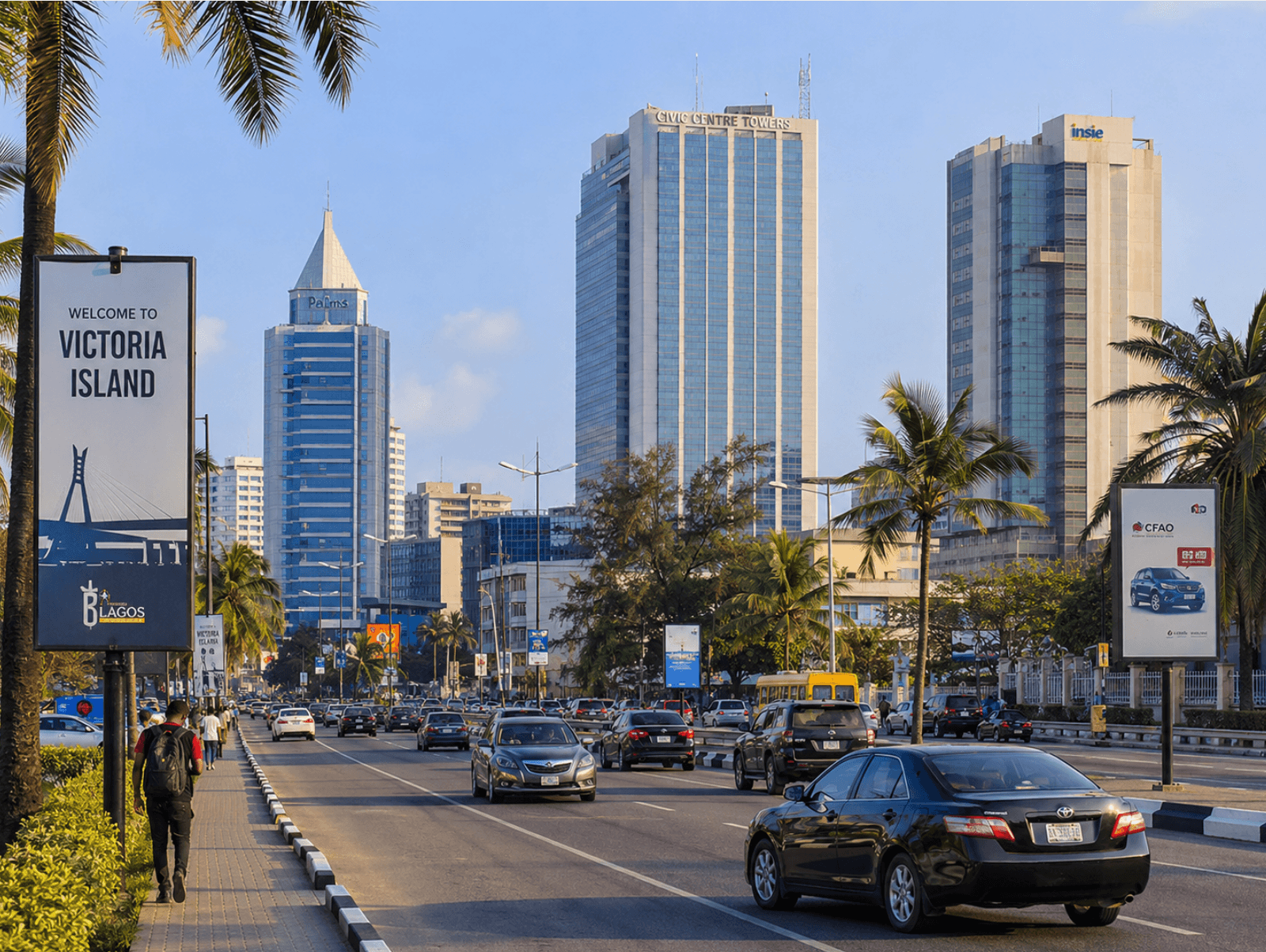 Victoria Island streets and coastal city life in Lagos
